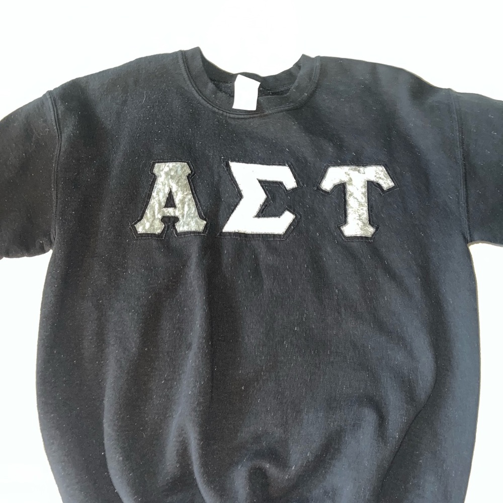 Black AST Crewneck with Silver Velvet Letters Size Medium